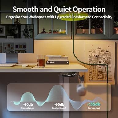 Agilestic Electric Standing Desk, 55 x 24 Inches Height Adjustable Desk, Sit Stand up for Work Office Home, Ergonomic Rising Computer Table with Memory Preset, White - Image 7