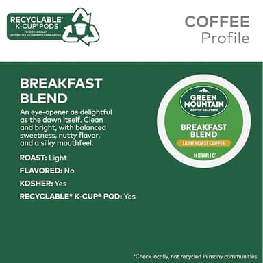 Green Mountain Coffee Roasters Breakfast Blend Single-Serve Keurig K-Cup Pods, Light Roast Coffee, 72 Count - Image 4