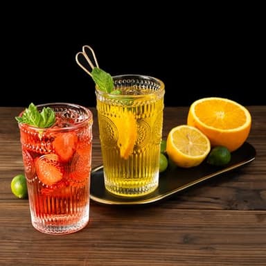 FrutPunch Highball Glasses Set of 4, 10.5 OZ Sunflower Drinking Glasses, Lead-Free Crystal Cocktail Glasses, Water Glasses for Juice, Cocktails, Wine, Iced Tea, Mojitos Glassware Set - Image 4