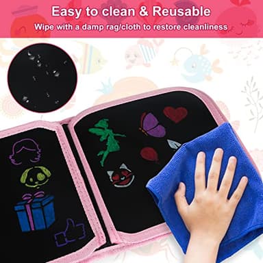 Qrytoi Erasable Doodle Set for Kids - Reusable Magic Drawing Book with 12 Watercolor Pens 14 Page Drawing, Road Trip Car Game Writing Painting Set for Boys and Girls (Mermaid) - Image 4