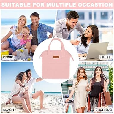 KUBYA Lunch Box for Women, Lunch Bag for Women Men Adult Simple Lunchbox Reusable Lunchbag Insulated Lunch Boxes Large Capacity Cute Lunch Tote Bag, with Food Storage Bags for Work, Office or Picnic - Image 7