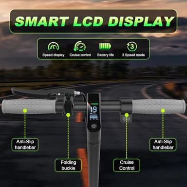 Electric Scooter - 8.5" Solid Tires, 350W Motor, Up to 19 MPH and 21 Miles Long-Range Portable Foldable Commuting Scooter for Adults with Double Braking System and App, White - Image 4