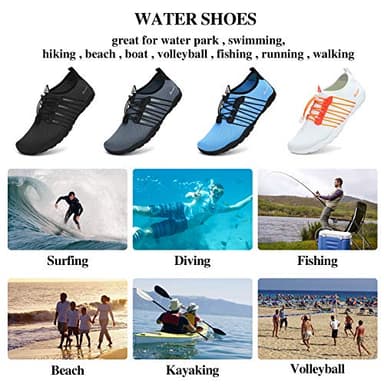 Racqua Pool Shoes Quick Dry Barefoot Water Aqua Sport Beach Swim Surf Diving for Men Women Black 9 Women/8 Men - Image 7