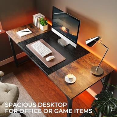 Huuger Computer Desk, 63 Inch Office Desk, Gaming Desk with Storage, Writing Desk Work Desk for Home Office, Study, Modern Simple Desk, Large Legroom, Metal Frame, Rustic Brown and Black - Image 5