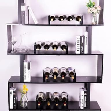 TONLEA 4 Tier Wine Rack, 3-in-1 16 Bottles Wine Storage, Wine Bottle Rack Stackable, Wine Storage Rack for Cabinet Pantry(Dark Black, Version 2.0) - Image 6