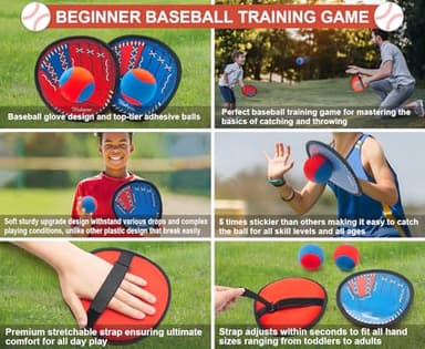 Toss and Catch Ball Game, Kids Toddler Baseball Glove & Catch Ball Toys, Kids Outdoor Games for Family, Toys for Beach Pool Yard Outside, Birthday Gift for Ages 3 4 5 6 7 8-12 Year Old Boys Girls - Image 7