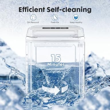 Sweetcrispy Countertop Ice Maker, Portable Ice Machine Self-Cleaning, 9 Cubes in 6 Mins, 26 lbs/24Hrs, 2 Sizes of Bullet Ice for Home Party Office - Image 4