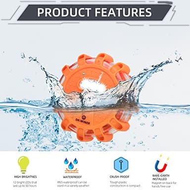 DK-WINER LED Road Flares Roadside Emergency car kit Emergency Road Flares Kit with Magnetic Base for Vehicles & Boat | 9 Flash Modes(with Batteries) (4Pack-Tool Kit) - Image 3