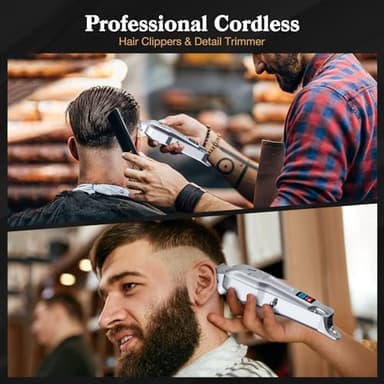 Ufree Hair Clippers for Men Professional, Barber Clippers and Trimmers Set, Cordless Hair Clippers for Hair Cutting Kit with LED Display, Electric Hair Trimmer, Gifts for Men, Silver - Image 7