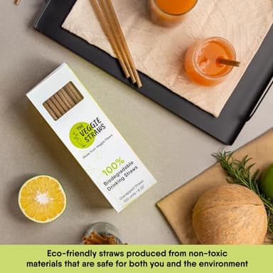The Veggie Straws – 100 PCS of 8.25 Inches Unwrapped Biodegradable Straws – Made of Vegetable Fibers, Best Environment Friendly Drinking Straws for Hot and Cold Beverages - Image 7