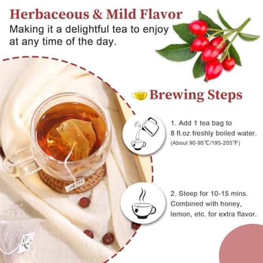 FullChea - Rose Hips Tea Bags, 50 Teabags Rosehip Tea, 3g/bag - Premium Rose Hips - Non-GMO - Caffeine-free - Support Digestion & Boost Immunity - Image 5