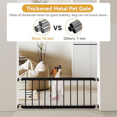 Dog Gate Indoor,18"-45" Adjustable Extra Wide Metal Short Dog Gate to Step Over, 18" Tall Small Pet Gate with 3 Extension Kits, Pressure Mounted Gate for Doorways & Stairs Black - Image 4