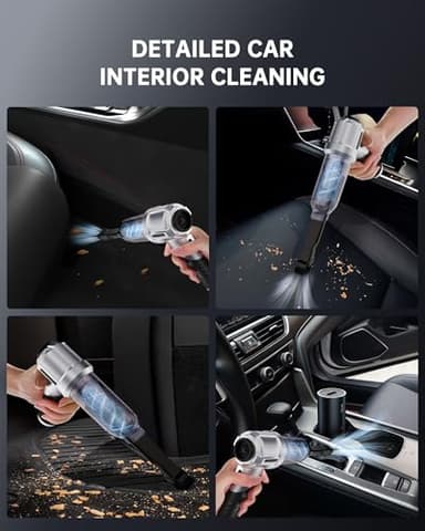 Car Vacuum Portable Cordless, 17000PA Foldable Car Cleaner High Power, 4 in 1 Mini Handheld Vacuum with Air Duster, Type-C Charge, Metal Steel Filter, Portable for Auto/RV/Home Detail Cleaning - Image 3