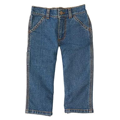 Carhartt Kid's CK8375 Rugged Flex® Loose Fit Denim Utility Boot-Cut Jea - 3 Months - Medium Wash