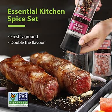 Soeos Spice Seasoning Set of 4, 9.8oz(277.82g), With Integrated Grinders, Salt and Pepper Grinder Set, Pure and Fresh Perfect for BBQ Seasoning Gift Set, Grilling Spice, Herb, Spice & Seasoning Gifts - Image 3