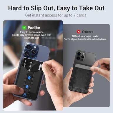 Padike for Magsafe Wallet, Magnetic Phone Wallet with Elastic Band for Extra Card Storage, Magnetic Card Holder with Adjustable Kickstand (Black) - Image 3
