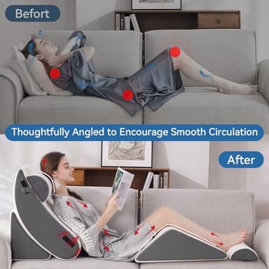 Wedge Pillow Set for After Surgery, 5 PCS Bed Wedge Pillow for Sleeping, Memory Foam Orthopedic Back Pillow for Pain Relief and Acid Reflux, Adjustable Post Surgery Pillow Grey - Image 7