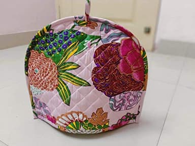 Tea Cozy for Teapot -Vintage Peach Floral Printed Insulated 100% Cotton Handmade Dust Cover for Teapot Features an Indian Mandala Designs in England and fits 1 to 6 Cup Kettle Cover - Image 2