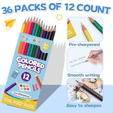 Aigybobo 432 Count Colored Pencils Bulk, 36 Pack Colored Pencils for Kids 12 Colors, Pre-sharpened Color Pencils, Bulk Coloring Pencils School Supplies for Teachers, Classroom Prizes, Art Supplies - Image 4