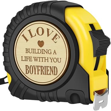 Boyfriend Fathers Day Birthday Gift from Girlfriend, I Love My Boyfriend, Cute Month Year Anniversary Tool Gifts Ideas for Him Boyfriend, Cool Long Distance Tape Measure 25 FT Tool Presents - Image 1