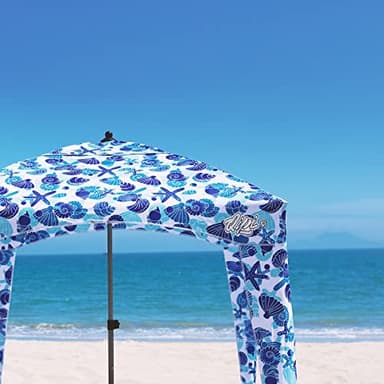 Qipi Beach Cabana - Easy to Set Up Canopy, Waterproof, Portable 6' x 6' Beach Shelter, Included Side Wall, Shade with UPF 50+ UV Protection, Ultimate Sun Umbrella - for Kids, Family - Sea Life - Image 4