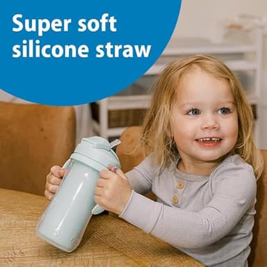 Dr. Brown's Milestones Insulated Sippy Cup with Straw and Handles, Spill-Proof Tumbler with Lid, 2-Pack, Green, 10 oz/300 mL, BPA Free, 12m+ - Image 3