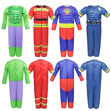 Teuevayl Boys Muscle Chest Dress up Costumes Trunk with Superhero, Policeman, Fireman Costume, Kids Pretend Role Play Costumes Set, Boys Dress up Clothes for Kids Ages 3 4 5 6 7 - Image 6