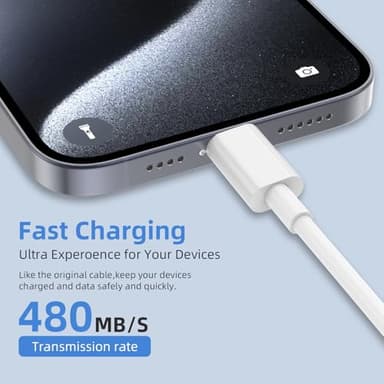 Car Carplay for iPhone 17 16 15 Charger Cord, 2Pack [3FT+6FT] USB A to USB C Charging Cable for Apple 17 16 15 Pro/Pro Max/Plus Type C Cord, for iPad Pro 12.9/11, Air 5th/4th Gen - Image 5