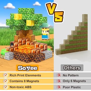 100pcs Magnetic Blocks - Build Mine Magnet World Game Adventure Set STEM Building Toys for Kids 3+ Years Old 1” Magnetic Cubes for Boys Toddler Boy Gifts Toys for Ages 3-5 5-7 8-12 - Image 3