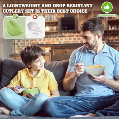 Greentainer 8 Pieces Unbreakable Large Cereal Bowls with lids, 24 oz Plastic Lightweight Storage Bowl Set of 4, Soup bowls Set for Cereal, Salad, Noodle- Dishwasher & Microwave Safe - Image 6