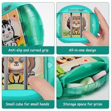 Fullware Rotating Puzzle for Kids 3 4 5 6 7 8 Year Old, 4 Puzzles in 1, Toddlers Travel, Car, Airplane, Road Trip Activities, Fine Motor Skills, Fidget, Gift for Boys & Girls Ages 3+(Animals - Image 5