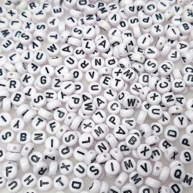500+ Pieces 4x7mm White Round Acrylic Alphabet Letter Beads A-Z Mixed Plastic Shape Loose Bulk DIY Beads for Jewelry Making Bracelets Necklaces Key Chains (Black on White) - Image 4