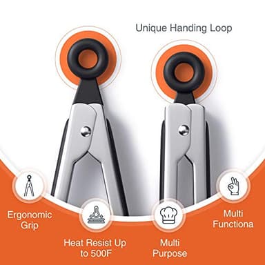 Tribal Cooking Kitchen Tongs with Silicone Tips - Stainless Steel tongs for cooking - 9" and 12" Tongs With Silicone Rubber Non Slip Grips, Heat Resistant Metal Tongs. - Image 4