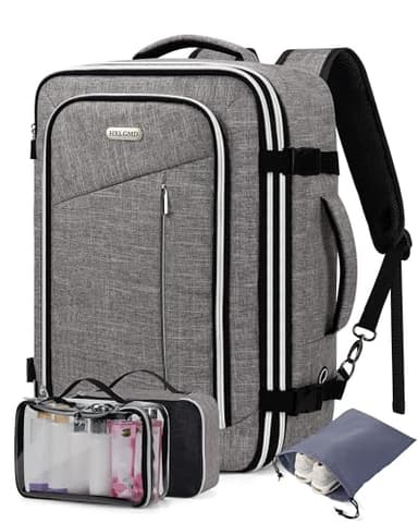 Travel Carry On 17.5" Laptop Expandable Backpack for Men Women, Personal Item Bag Waterproof Airline Approved with USB Charging Hole 3 Packing Cubes, Large Weekender Daypack Business Luggage Suitcase - Image 1