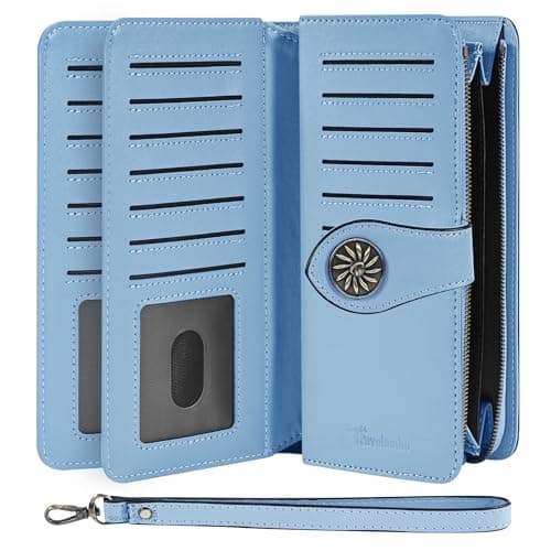 Travelambo Women's Wallet RFID Blocking Wristlet Clutch Purse with Large Capacity & Removable Strap - Image 1