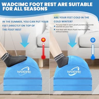 WADCIMC Foot Rest for Under Desk at Work, Warmer Feet Pocket Footrest,Foot Stool with Washable Cover,Comfortable Footrest with 3 Adjustable Heights, for Office Gaming Chair, for Leg Support, XL(18IN) - Image 6