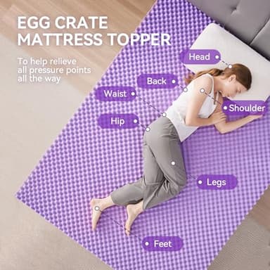 SINWEEK 2 Inch Egg Crate Memory Foam Mattress Topper Twin Size, Soft Mattress Pad for Back Pain Relief, Bed Topper, CertiPUR-US Certified - Image 2