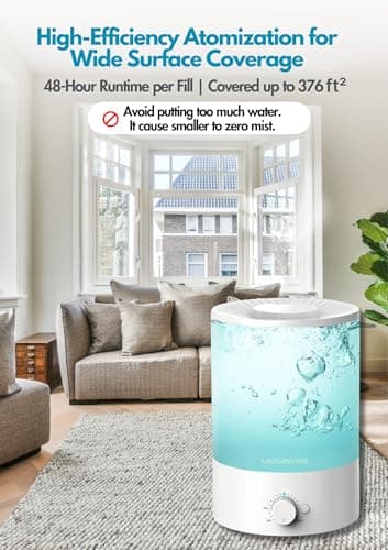 MegaWise Topfill 7-colour Night light humidifier for Kid bedroom with 3.5L Large Capacity, No leakage Design Fine Mist Output Auto Shutoff, Essential Oil Safe Tank - Image 6