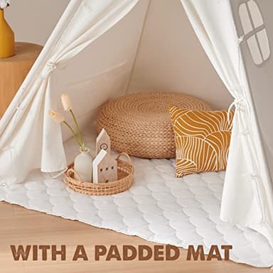 Tiny Land Teepee Tent for Kids – 100% Cotton Play Tent with Padded Mat & Star Lights, Foldable with Carry Bag, Indoor Play Tent for Girls & Boys - Image 6