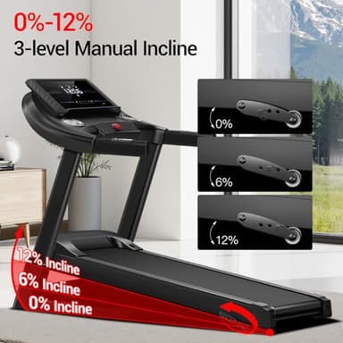 UMAY Fitness Home Folding Incline Treadmill with Pulse Sensors, 3.0 HP Quiet Brushless, 300 lbs Capacity (10% or 20% Incline) - Image 2