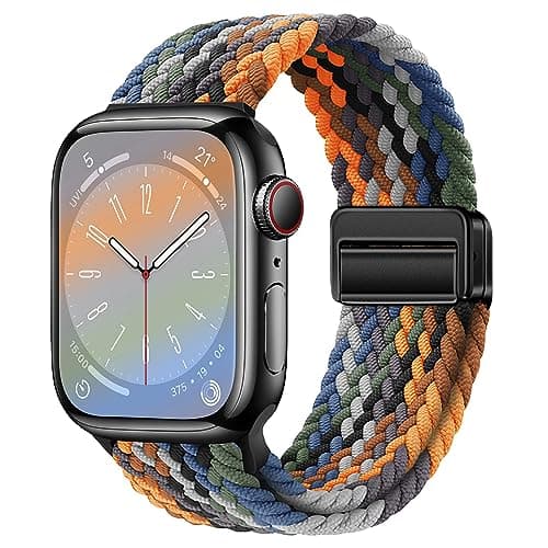 Nylon Sport Loop Watch Bands Compatible with Apple Watch Band Ultra 2 1 49mm 46mm 45mm 44mm 42mm 41mm 40mm 38mm,Soft Braided Woven Magnetic Clasp Strap for iWatch Series 10/9/8/7/6/5/4/3/SE,Women Men - Image 1