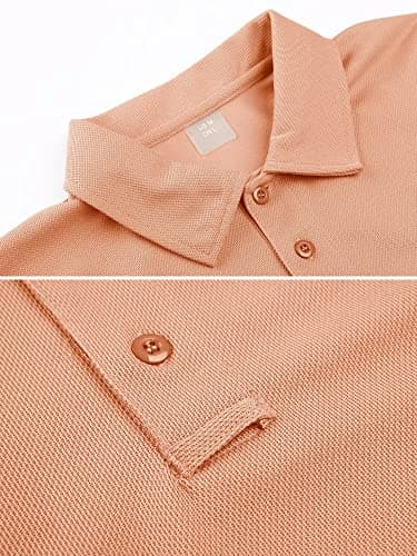 MAGCOMSEN Golf Polos for Men Dry Fit Short Sleeve Polo Shirts Breathable Athletic Polo Shirts Rugby Shirt Apricot XXL - Image 2