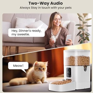 Automatic Cat Feeder with Dual Cameras, 2K HD Video with Night Vision, 5G WiFi Timed Pet Food Dispenser for Cat & Small Dog, 2-Way Audio, Easy APP Control, AI Pet Capture & Remain Food Record - Image 5