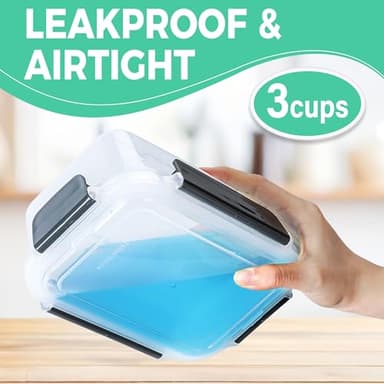 YORY 3 cup Plastic Food Storage Containers with Lids Nestable Freezer Dishwasher Safe Rectangle Container Set,5-Pack - Image 7