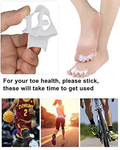 2Pairs Toe Separators Toe Spacers for Women Men to Correct Bunion, Relieve Feet Pain, Foot Alignment, Toe Straighteners for Hammertoes, Plantar Fasciitis (M, Women Shoe Size 9-12.5, Men: 7-11) - Image 6