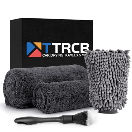 2 Pack 1300 GSM Car Drying Towel, Microfiber Towels for Cars - 36" x 24" & 16" x 16", Ultra-Absorbent, Streak Free, Premium Double Twisted-Loop Microfiber Cleaning Cloth with Car Wash Mitt - Image 1