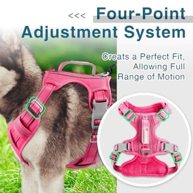 BARKBAY Dog Harness No Pull with ID Tag Pocket - Heavy Duty, Reflective, Easy Control for Large Dogs(Pink,XL) - Image 6