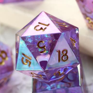 Iridescent Plating Lilac Sharp D&D Dice, DNDND Handmade DND Resin Sharp Edge D&D Die with Gift Case for Dungeons and Dragon Tabletop Games (Iridescent Plating Lilac) - Image 2