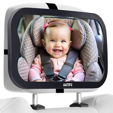 AMTIFO Shatterproof Baby Car Mirror - 360° Adjustable Rearview Mirror for Rear-Facing Car Seats, Clear Wide-Angle View, Easy Tool-Free Installation,Child Safety & Peace of Mind - Image 1