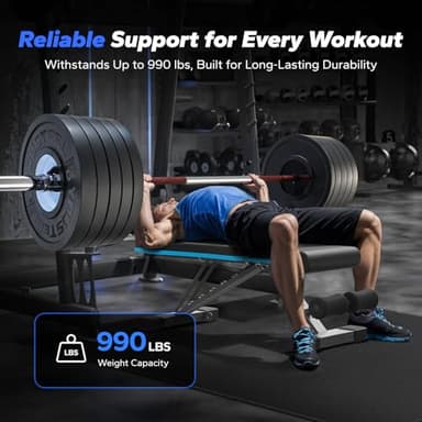 MERACH Weight Bench, Foldable Weight Benches for Home Gym with 990 LBS, Adjustable Weight Bench with 72 Training Angles, Incline Bench Press for Full Body - Image 3